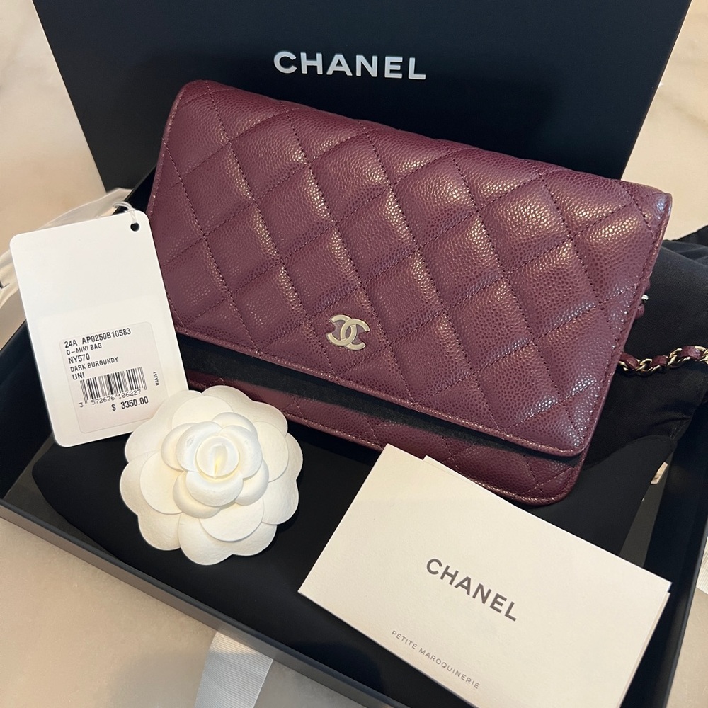 SOLD - BRAND NEW CHANEL WOC 24A in burgundy color